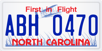 NC license plate ABH0470