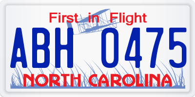 NC license plate ABH0475