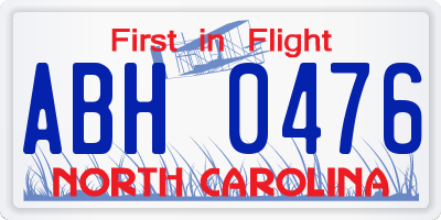 NC license plate ABH0476