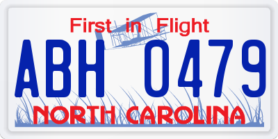 NC license plate ABH0479