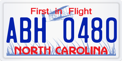 NC license plate ABH0480