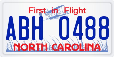 NC license plate ABH0488