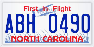 NC license plate ABH0490