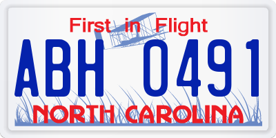 NC license plate ABH0491