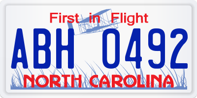 NC license plate ABH0492