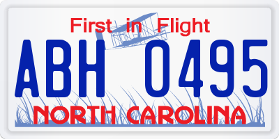 NC license plate ABH0495