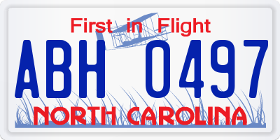 NC license plate ABH0497