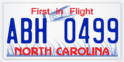 NC license plate ABH0499