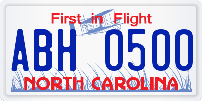 NC license plate ABH0500