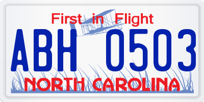 NC license plate ABH0503