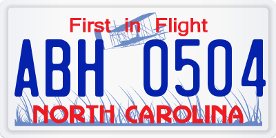 NC license plate ABH0504
