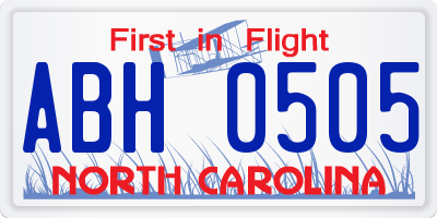 NC license plate ABH0505