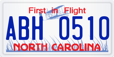 NC license plate ABH0510