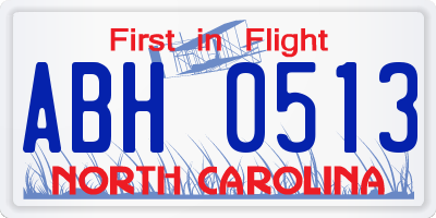 NC license plate ABH0513