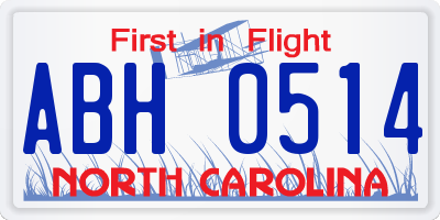 NC license plate ABH0514