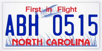 NC license plate ABH0515