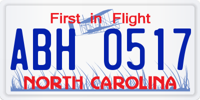 NC license plate ABH0517