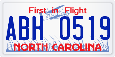 NC license plate ABH0519