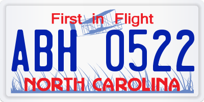 NC license plate ABH0522