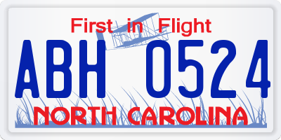 NC license plate ABH0524