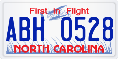 NC license plate ABH0528