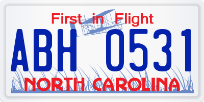 NC license plate ABH0531