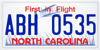 NC license plate ABH0535