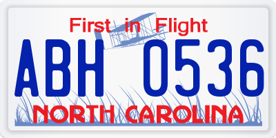 NC license plate ABH0536