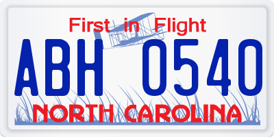 NC license plate ABH0540