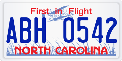 NC license plate ABH0542