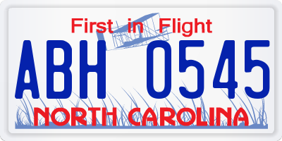 NC license plate ABH0545