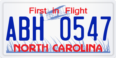 NC license plate ABH0547
