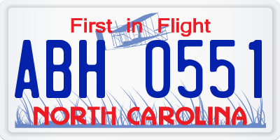 NC license plate ABH0551