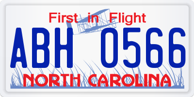 NC license plate ABH0566