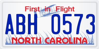 NC license plate ABH0573