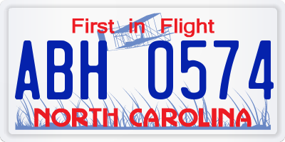 NC license plate ABH0574