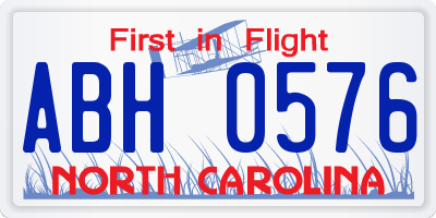 NC license plate ABH0576