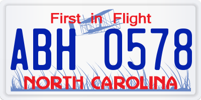 NC license plate ABH0578