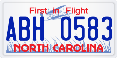 NC license plate ABH0583