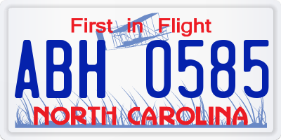 NC license plate ABH0585