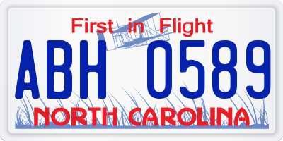 NC license plate ABH0589