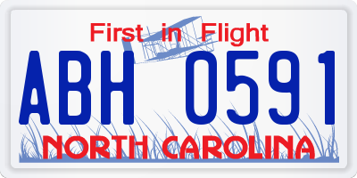 NC license plate ABH0591