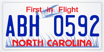 NC license plate ABH0592