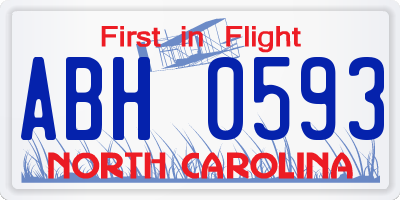 NC license plate ABH0593