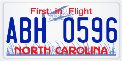 NC license plate ABH0596