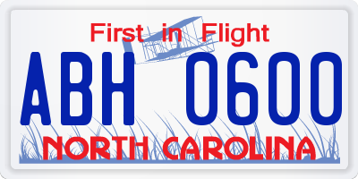 NC license plate ABH0600