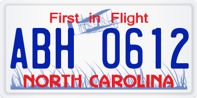 NC license plate ABH0612