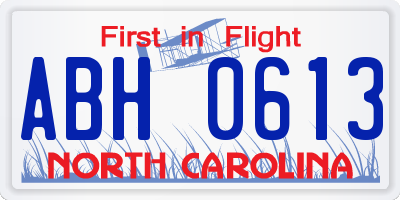 NC license plate ABH0613