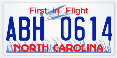 NC license plate ABH0614
