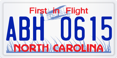 NC license plate ABH0615